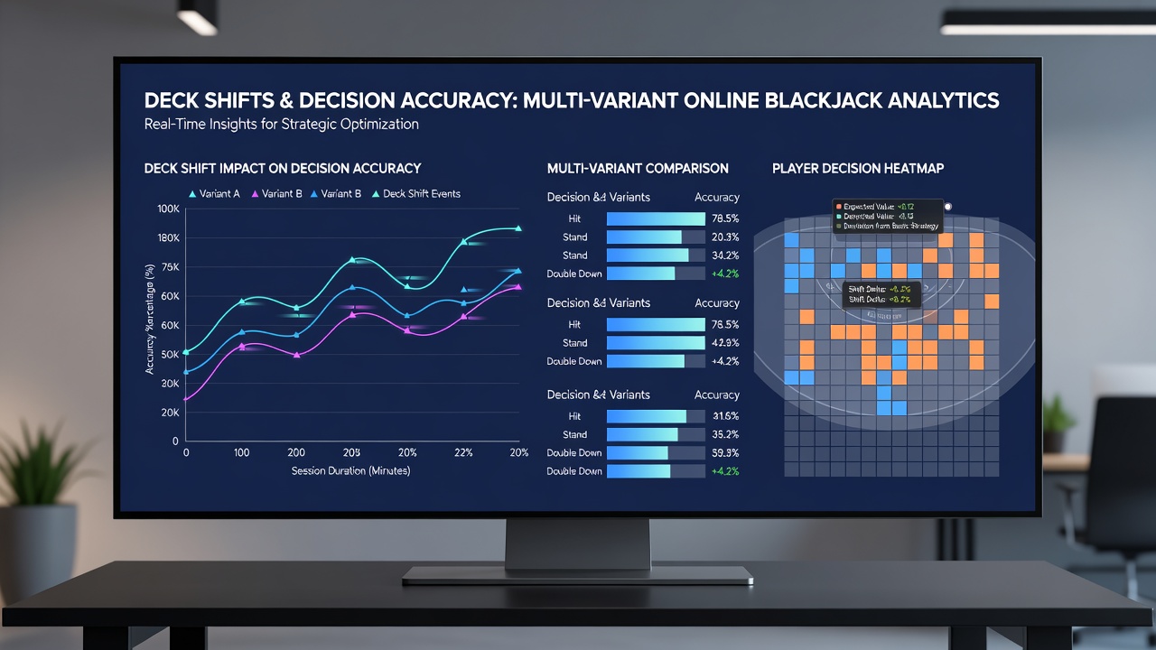Graph displaying decision accuracy rates across deck shifts in various online blackjack rule sets